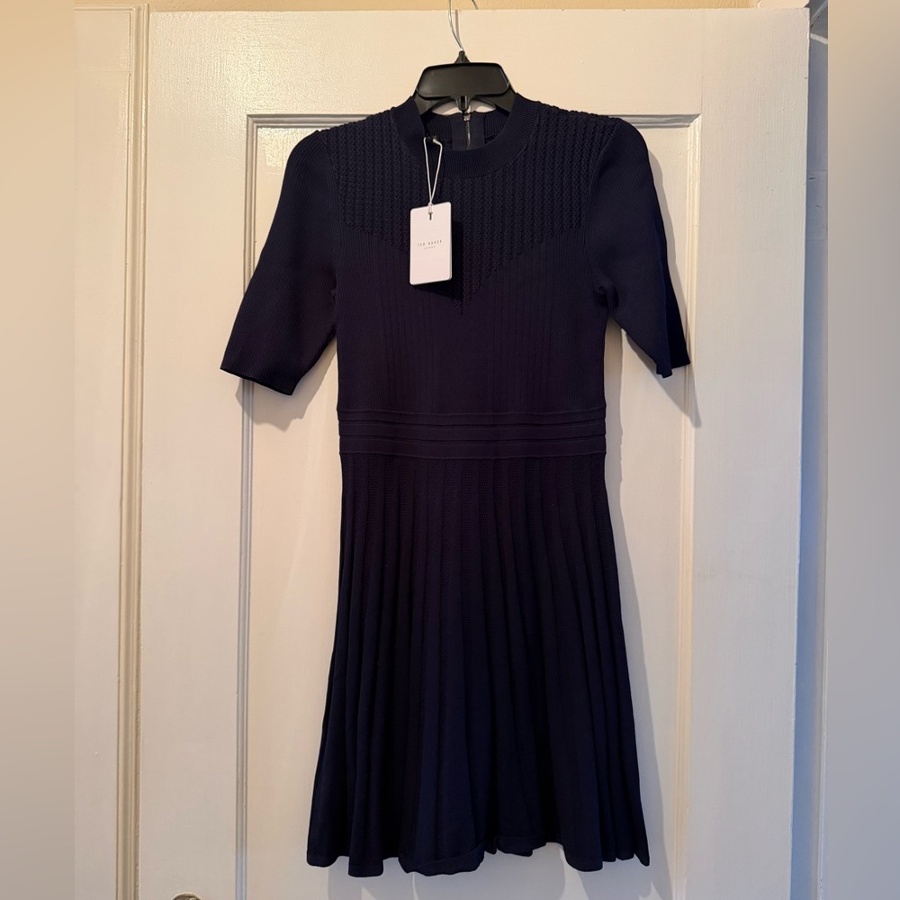 Ted Baker Dark Stitch Detail Blue Dress